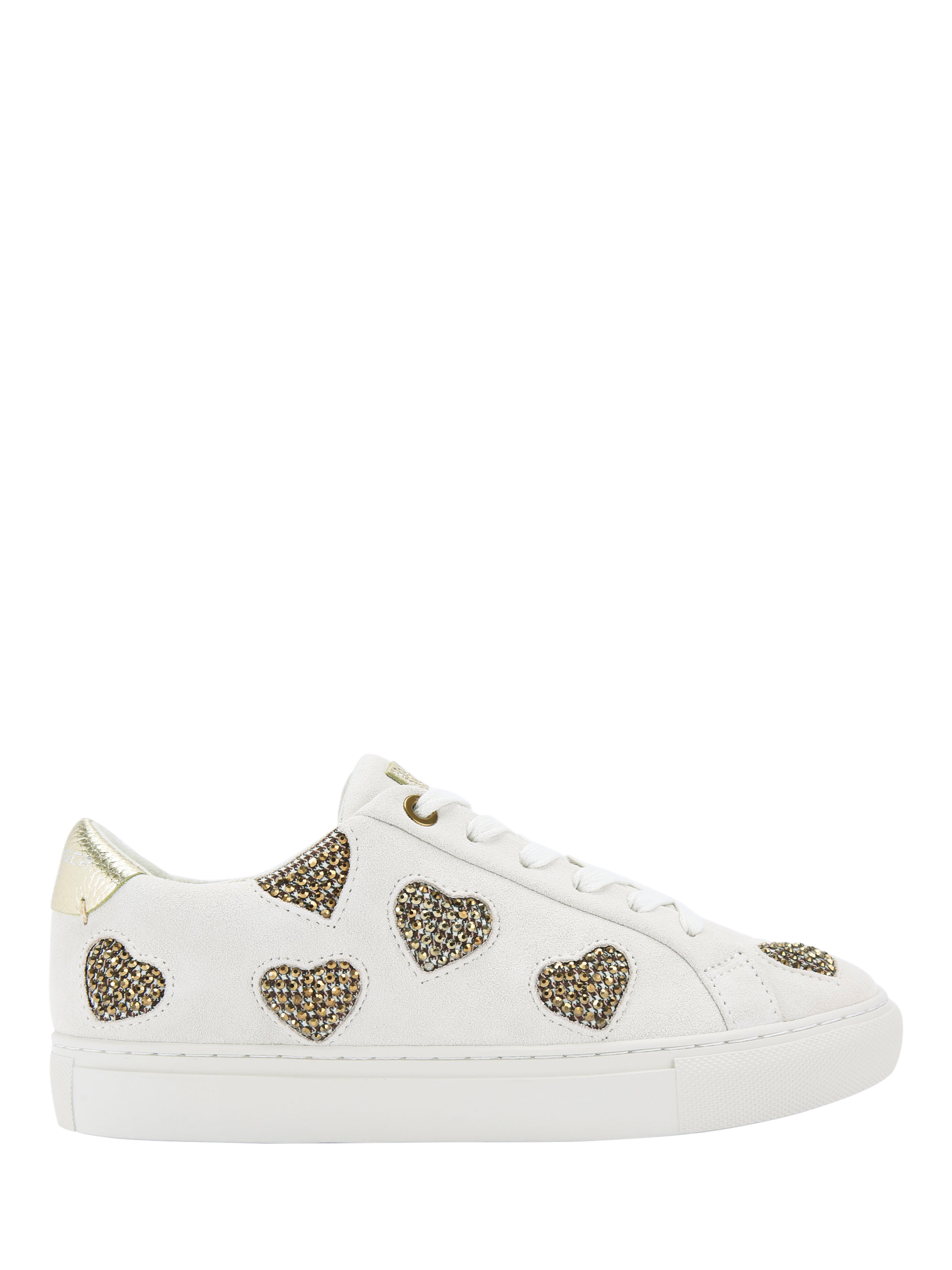 Kurt Geiger London Lane Love Leather Trainers, White/Gold
