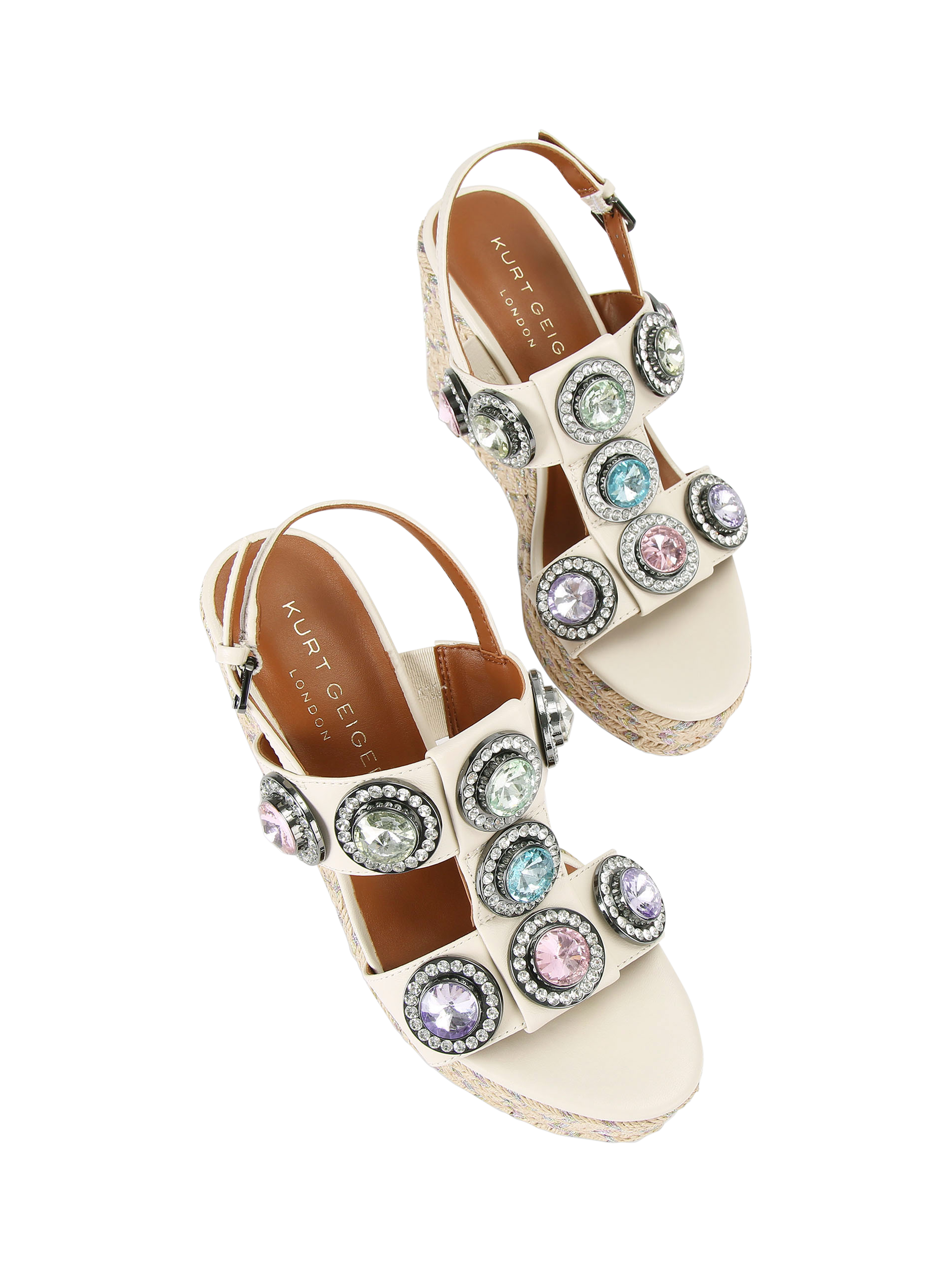 Product image 3 of 5, which shows Kurt Geiger London Octavia Leather Espadrille Sandals, Beige/Multi, 3