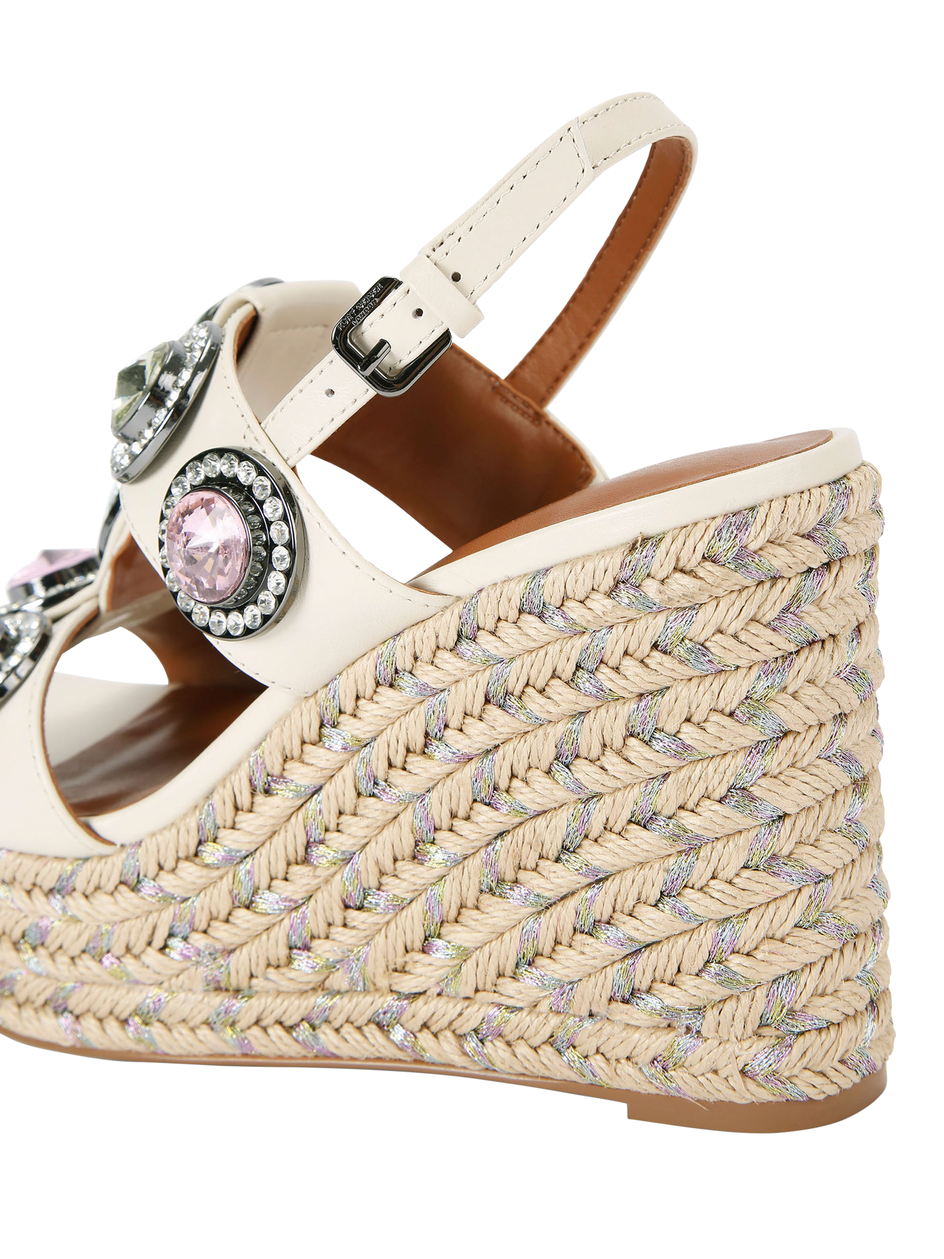 Product image 4 of 5, which shows Kurt Geiger London Octavia Leather Espadrille Sandals, Beige/Multi, 3