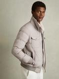 Reiss Misty Faux-Fur Collar Puffer Jacket, Grey