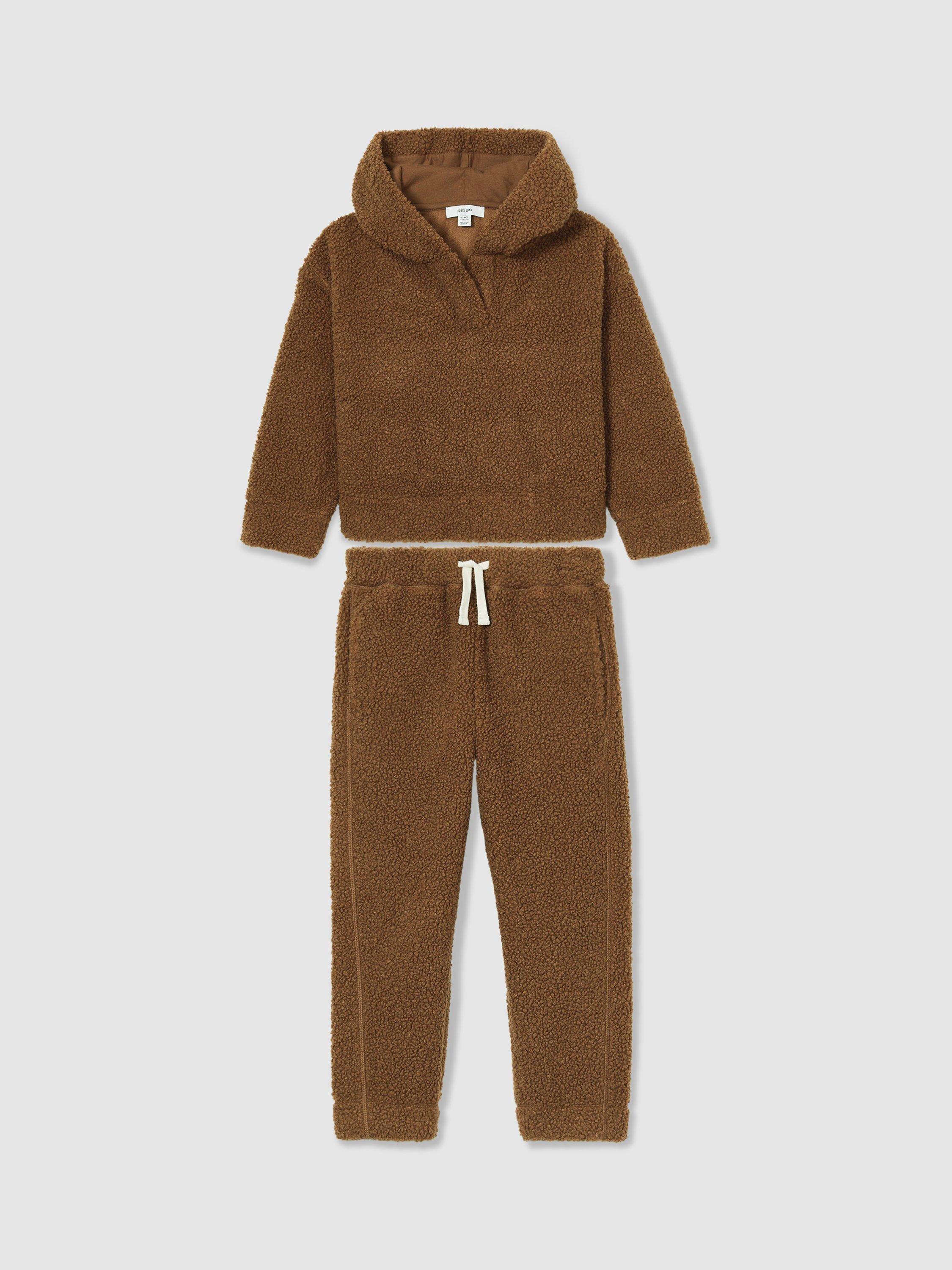Product image 1 of 5, which shows Reiss Kids' Orla Borg Tracksuit Set, Brown, 4-5 years