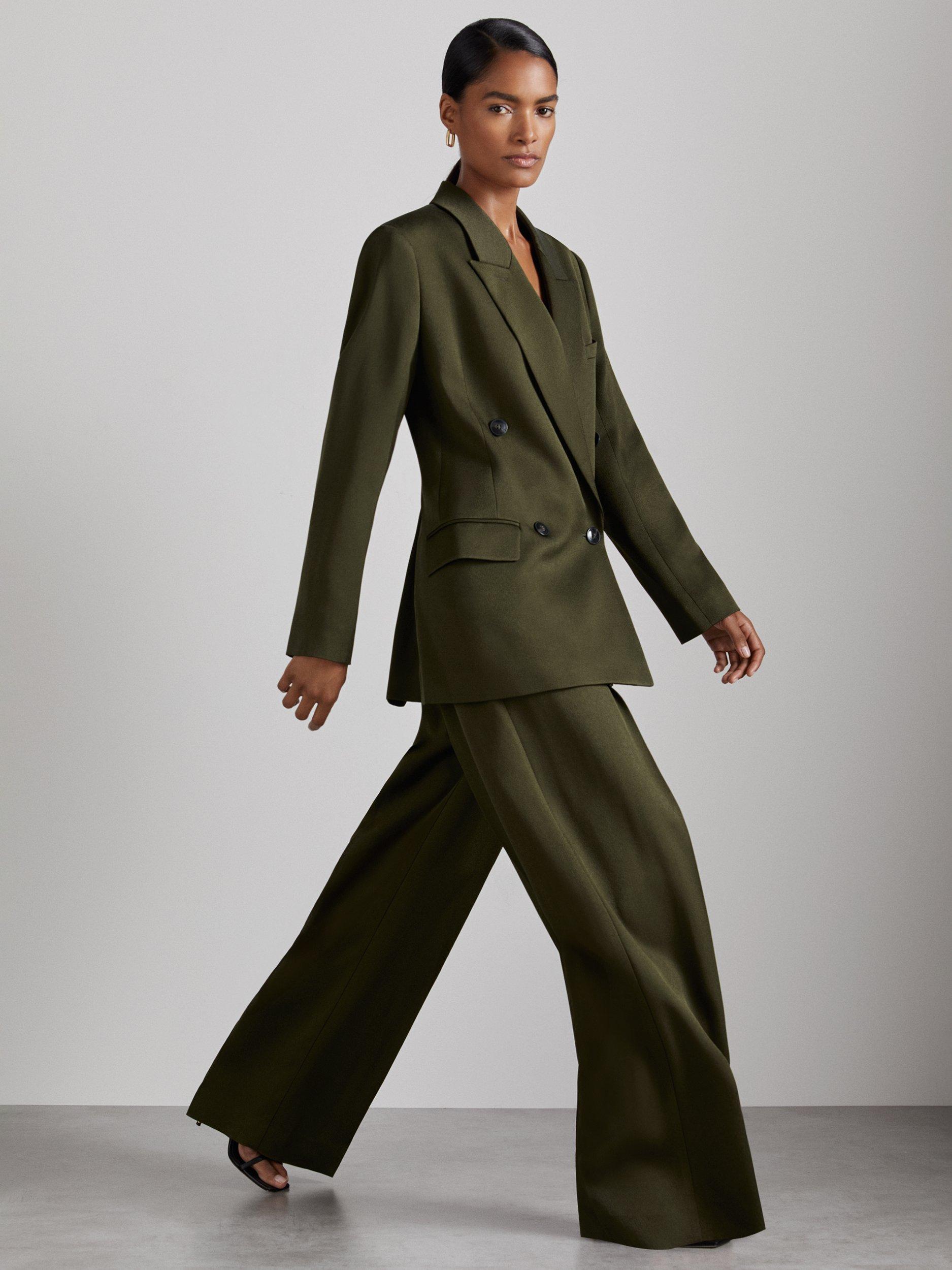 Reiss Simone Double Breasted Blazer, Green