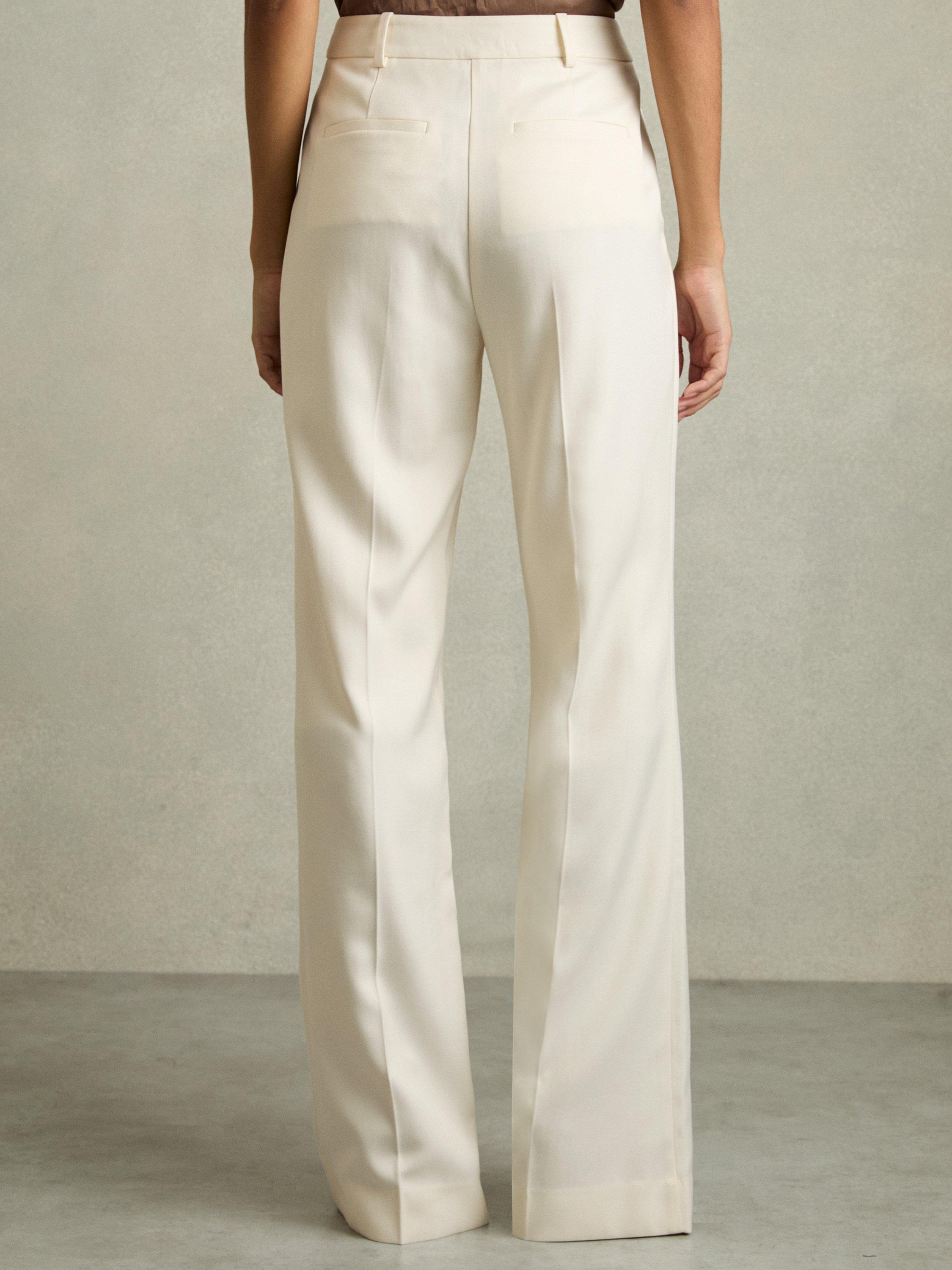 Product image 2 of 4, which shows Reiss Millie Wide Leg Trousers, Cream, 6R