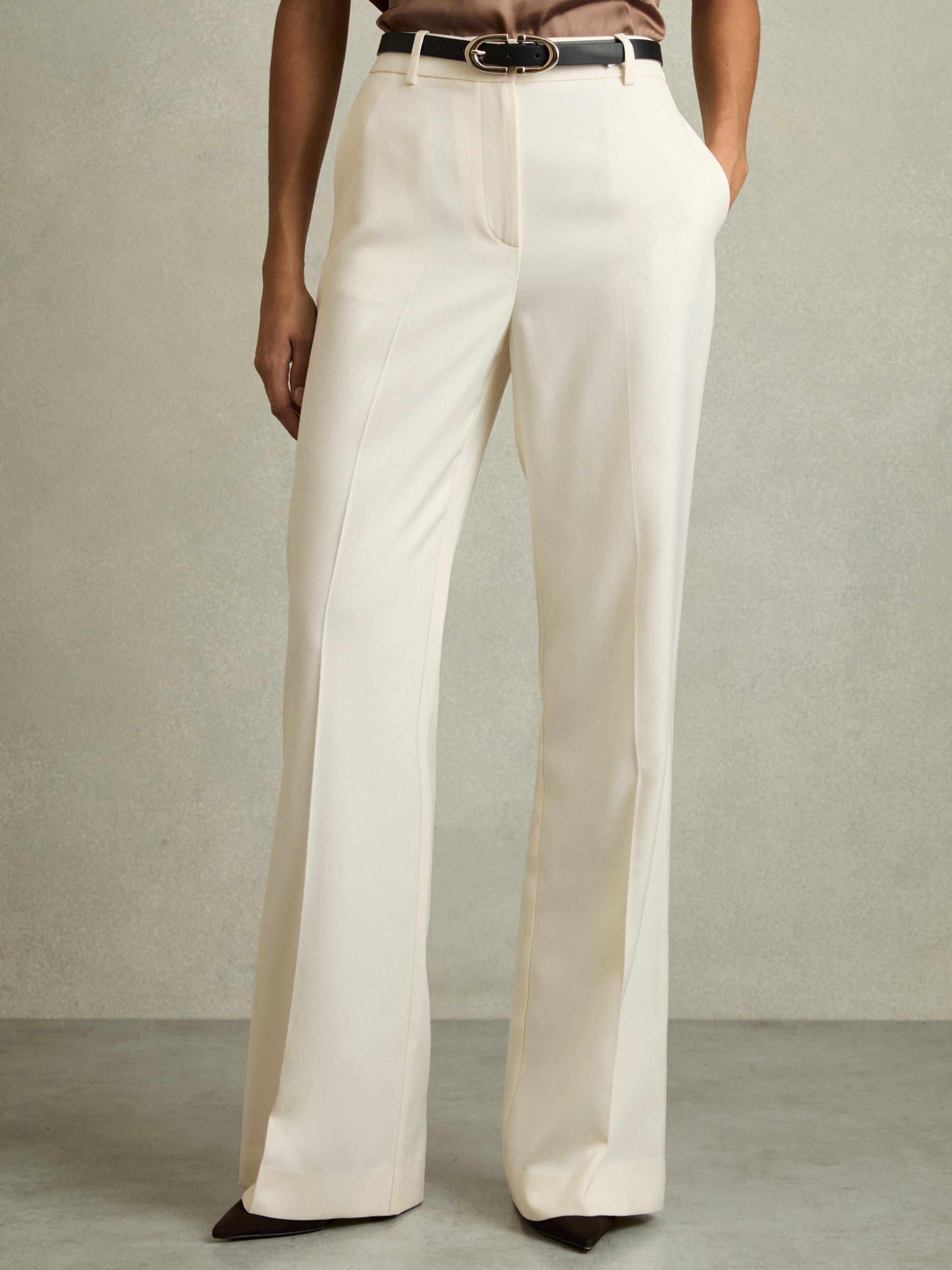Product image 4 of 4, which shows Reiss Millie Wide Leg Trousers, Cream, 6R