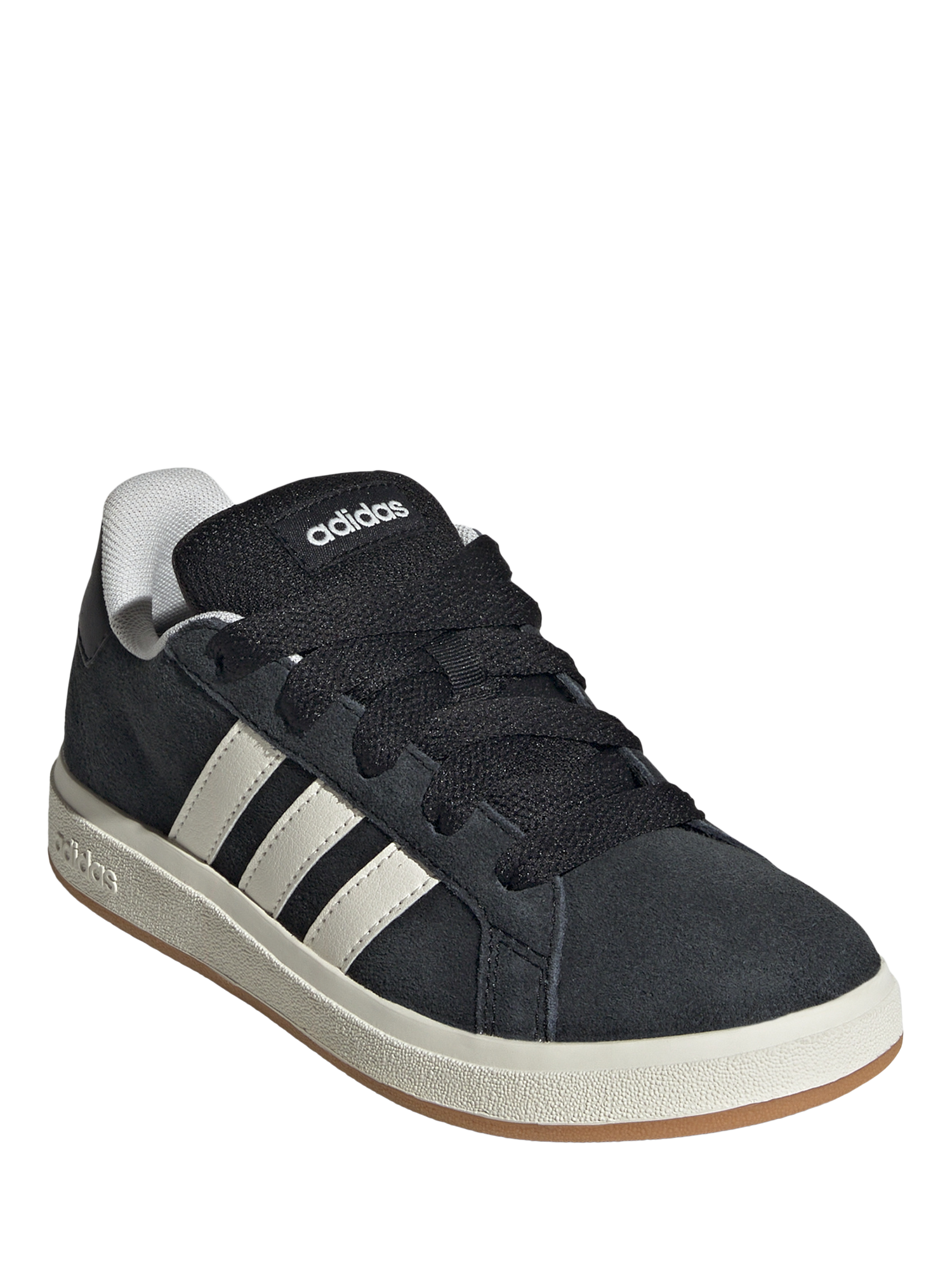 Product image 2 of 5, which shows adidas Kids' Grand Court 00s Lace Up Trainers, Black/Off White, 3