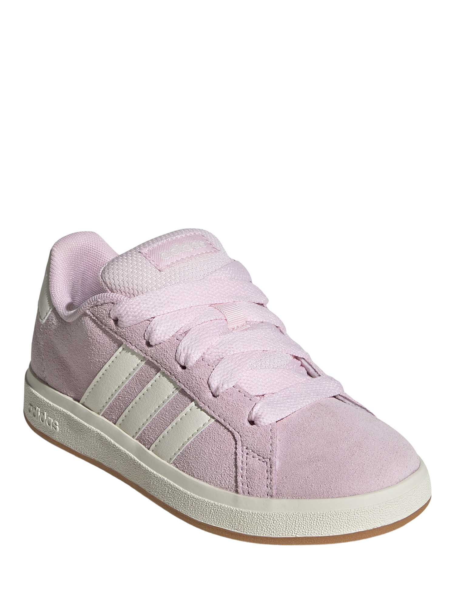 Product image 5 of 5, which shows adidas Kids' Grand Court Lace-Up Trainers, Pink/Off White, 3