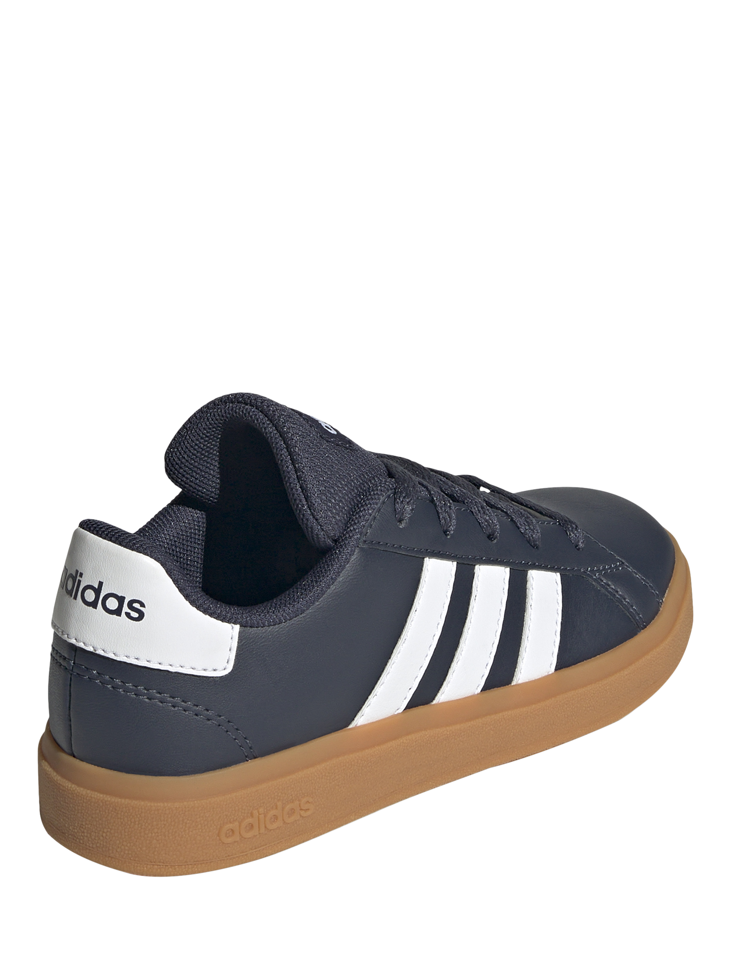 Product image 3 of 8, which shows adidas Kids' Grand Court Trainers, Navy/White, 3
