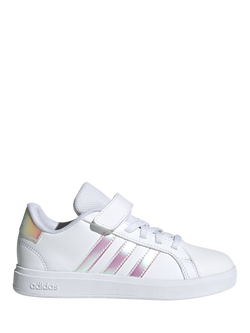 adidas Kids' Grand Court Trainers, White/Iridescent, White/Iridescent