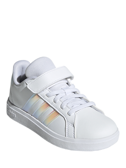 adidas Kids' Grand Court Trainers, White/Iridescent - view 2, White/Iridescent