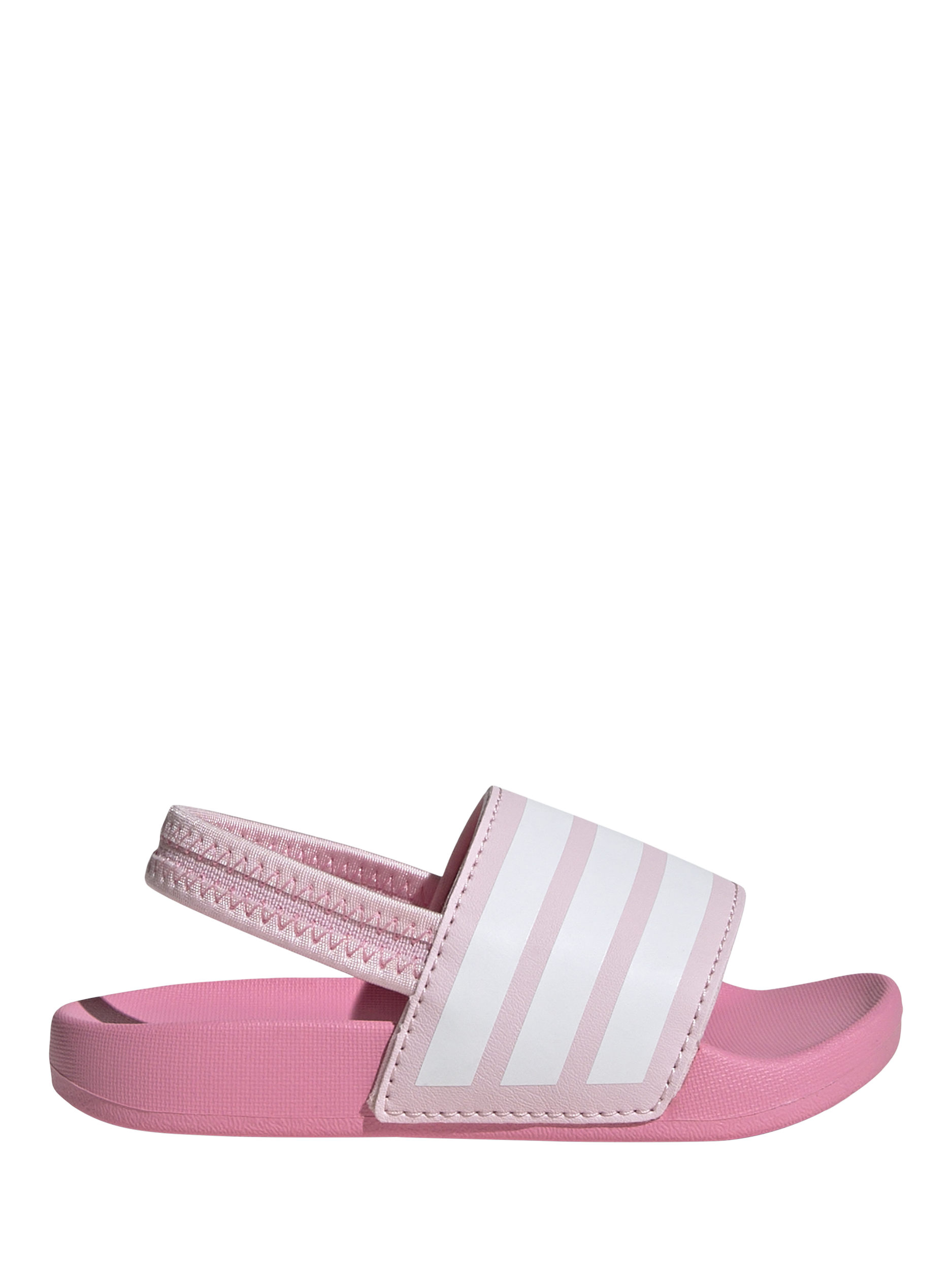 Product image 1 of 5, which shows adidas Kids' Adilette Strap Sliders, Pink/White, 3 Jnr