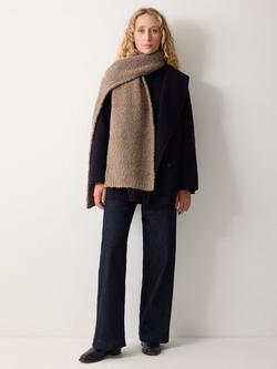 Jigsaw Boucle Wool Rich Scarf - view 2, Taupe