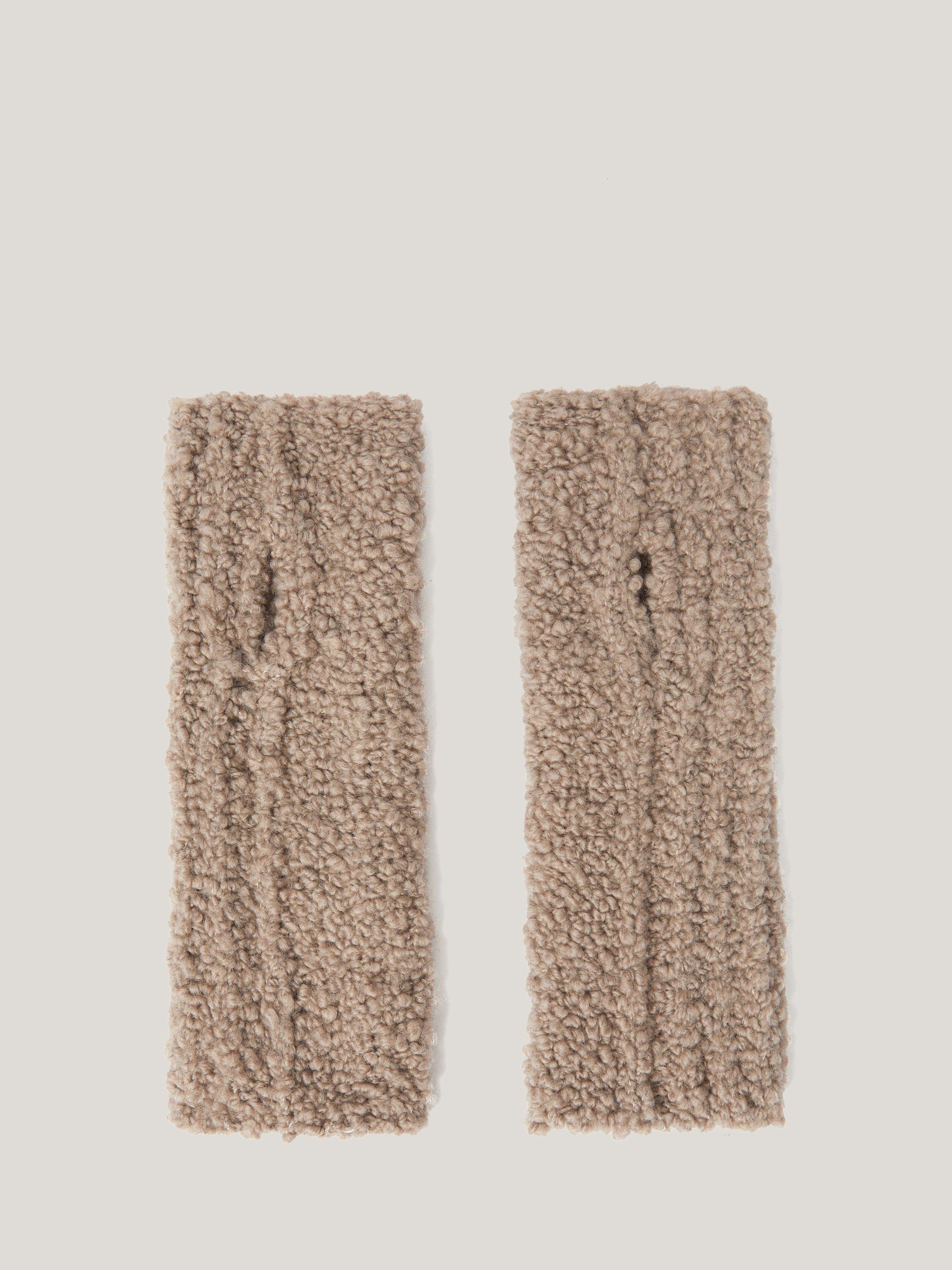 Jigsaw Boucle Wool Rich Fingerless Gloves, Taupe, One Size