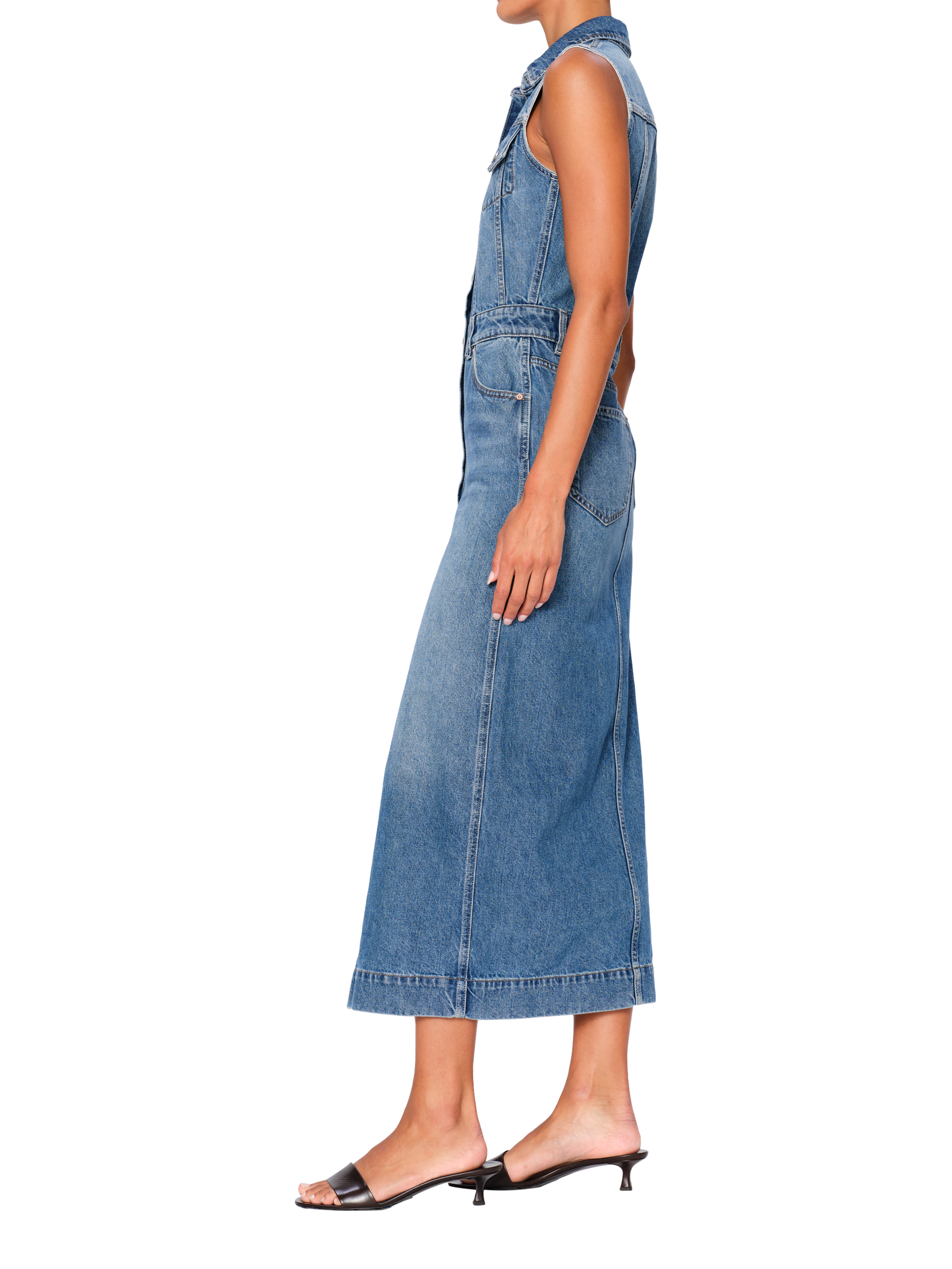 Product image 2 of 2, which shows DL1961 Vika Sleeveless Denim Midi Dress, Blue, XS