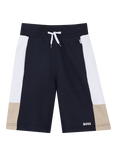 BOSS Kids' Tri-Colour Jogger Bermuda Shorts, Navy, Navy
