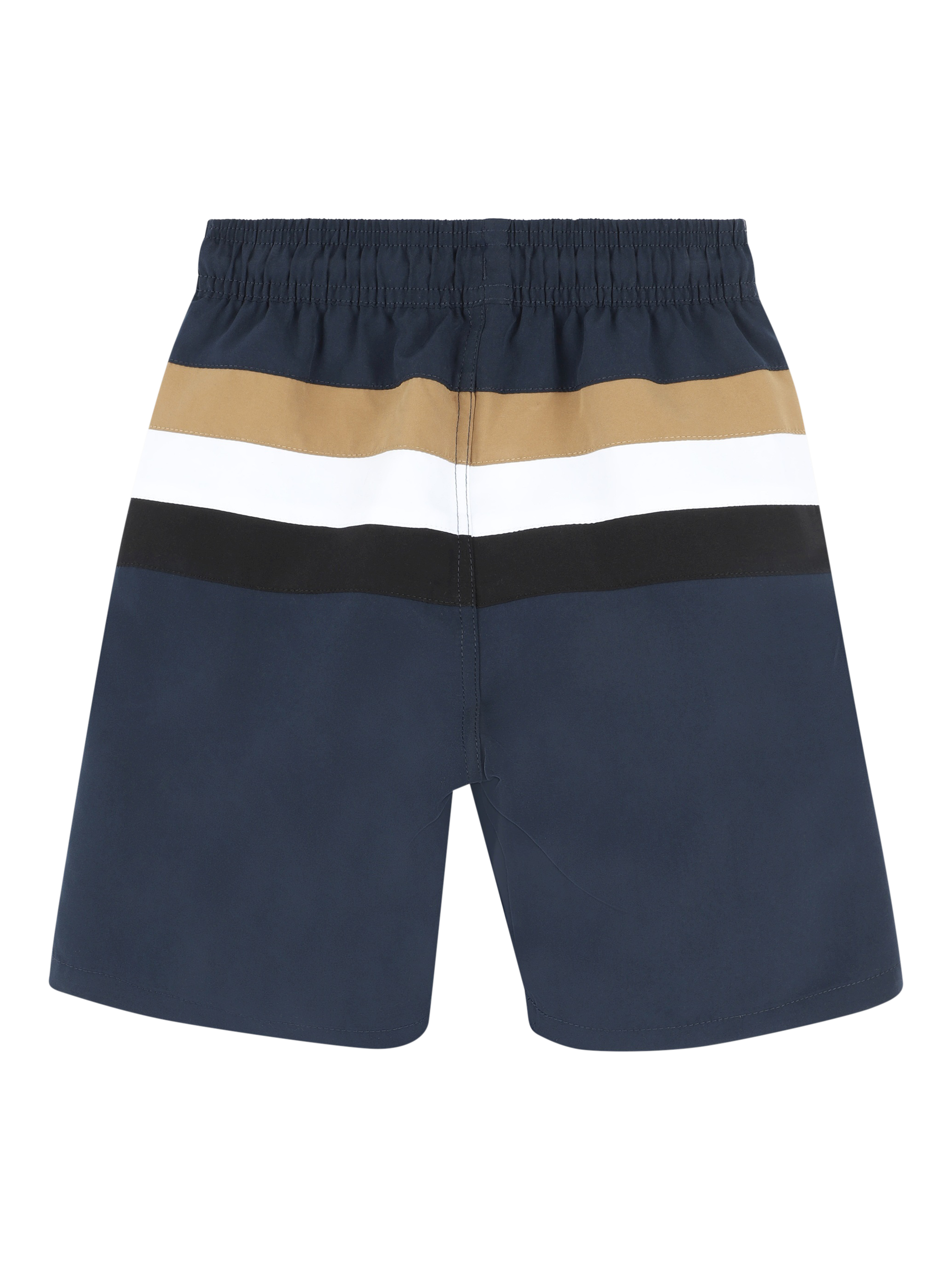 Product image 2 of 2, which shows HUGO BOSS Kids' Stripe Swim Shorts, Navy, 4 years