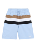 HUGO BOSS Kids' Drawstring Tri-Colour Swim Shorts, Persian Blue
