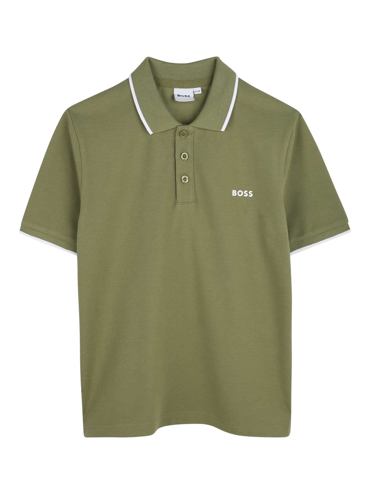 Product image 1 of 2, which shows BOSS Kids' Cotton Pique Polo Shirt, Dark Green, 6 years