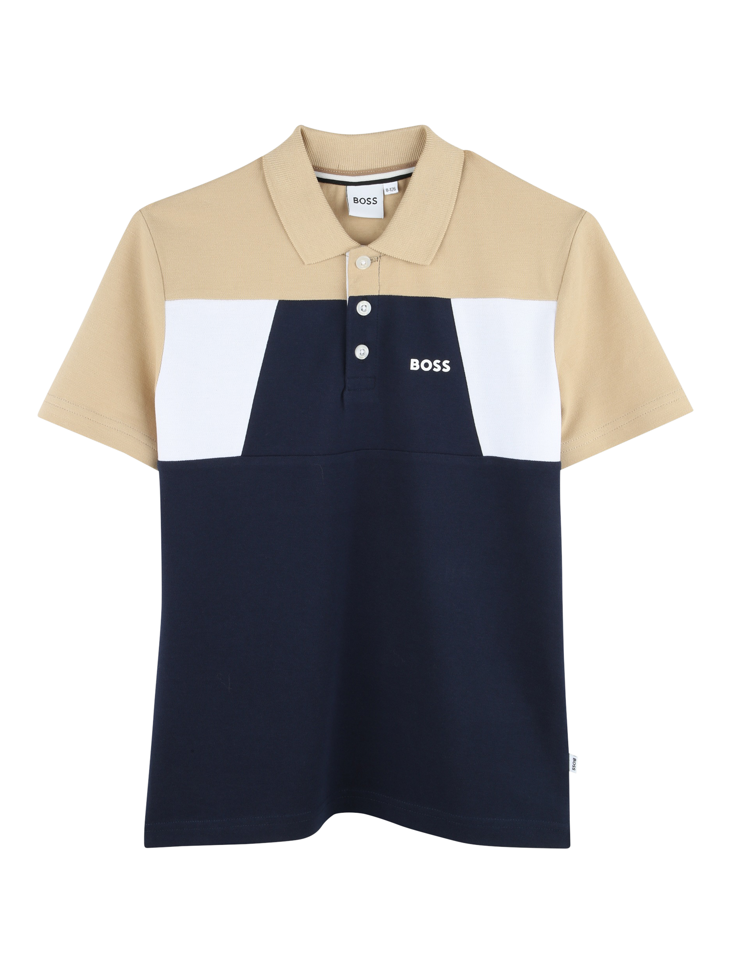 Product image 1 of 2, which shows HUGO BOSS BOSS Kids' Colourblock Polo Shirt, Navy, 4 years