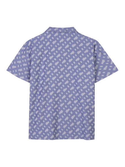BOSS Kids' Jacquard Monogram Short Sleeve Shirt, Blue - view 2, Blue