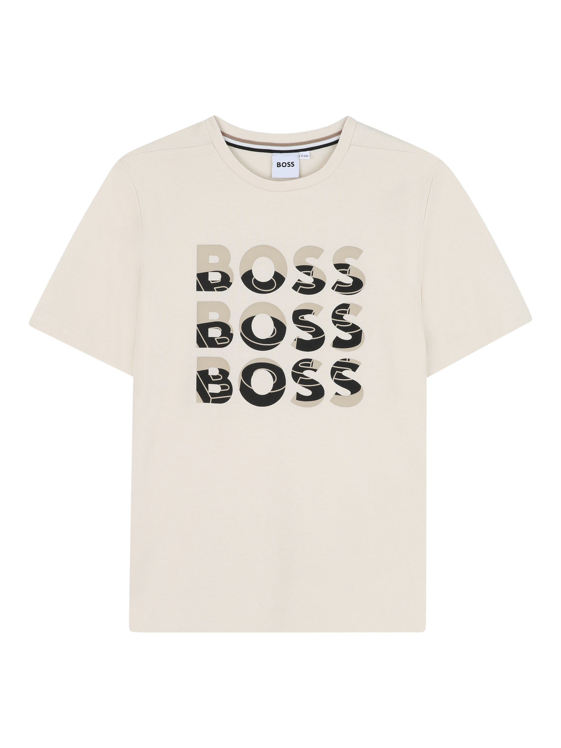 Product image 1 of 2, which shows BOSS Kids' Multi Logo T-Shirt, Sand, 4 years