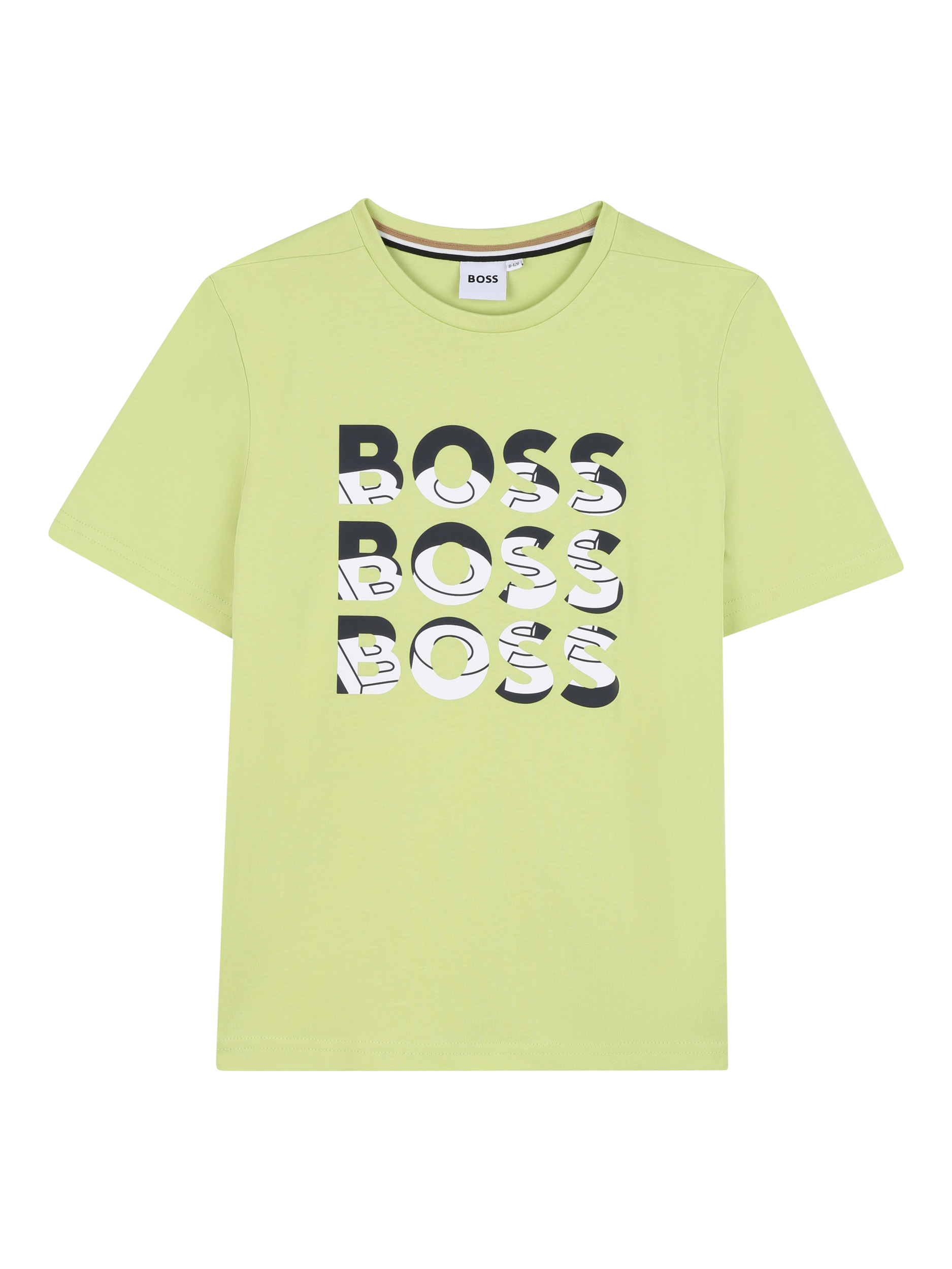 Product image 1 of 2, which shows BOSS Kids' Multi Logo T-Shirt, Lime, 4 years