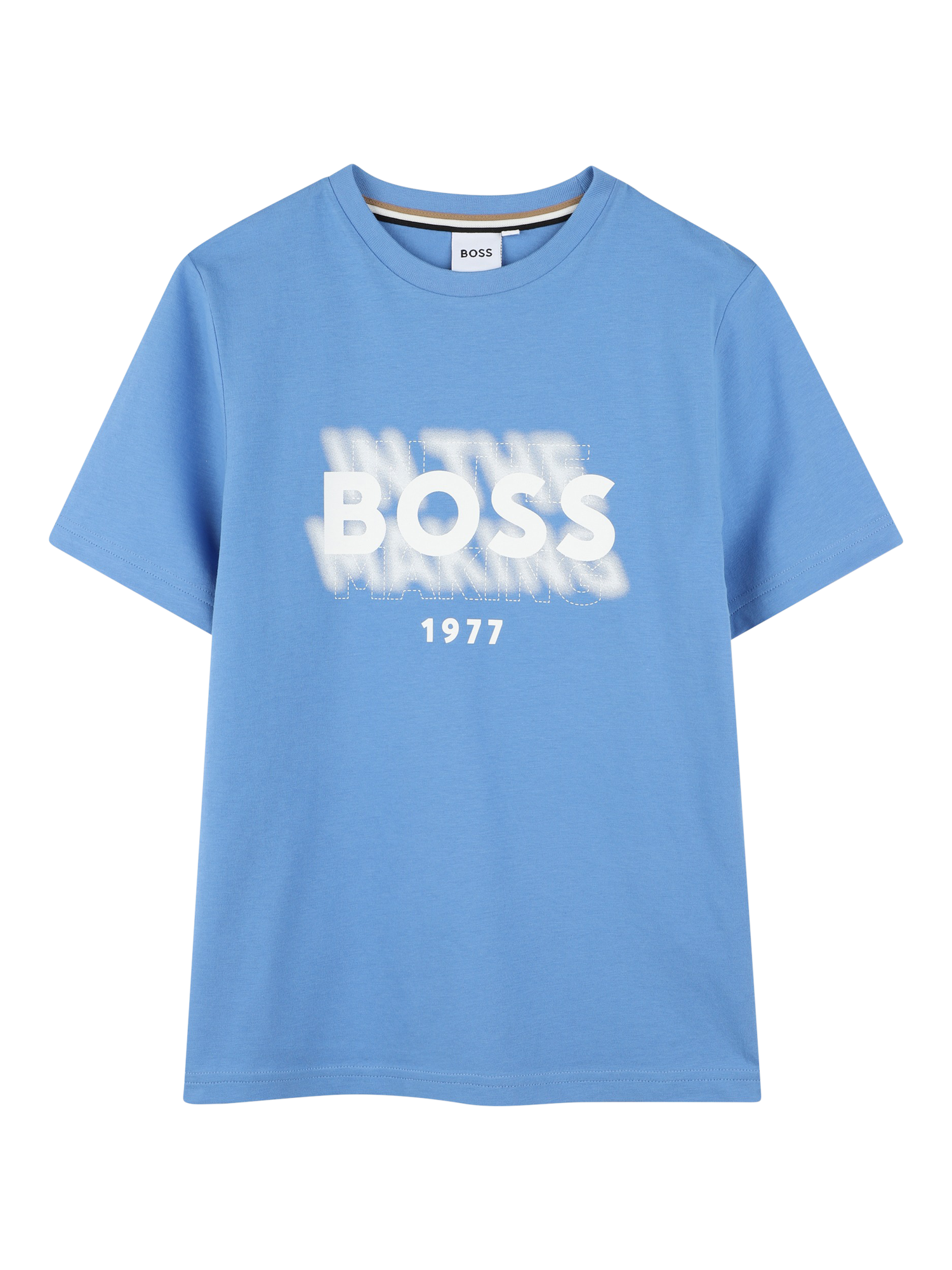 Product image 1 of 2, which shows BOSS Kids' Logo Regular Fit T-Shirt, Navy, 4 years