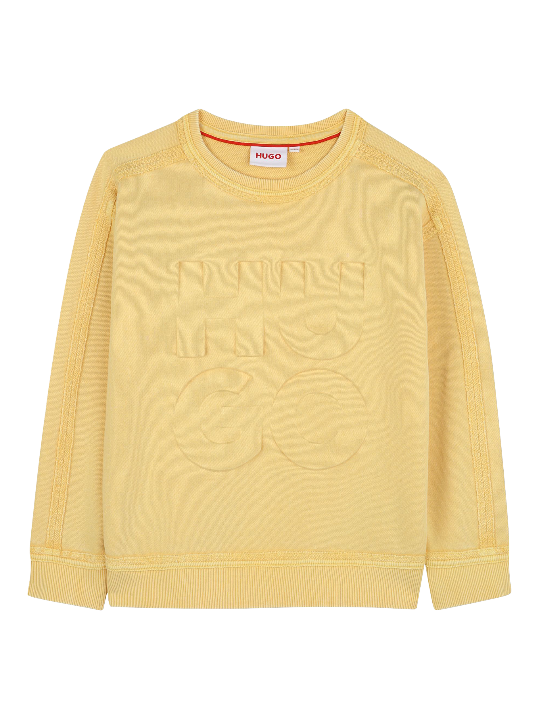 Product image 1 of 2, which shows HUGO Kids' Crew Neck Sweatshirt, Straw Yellow, 4 years