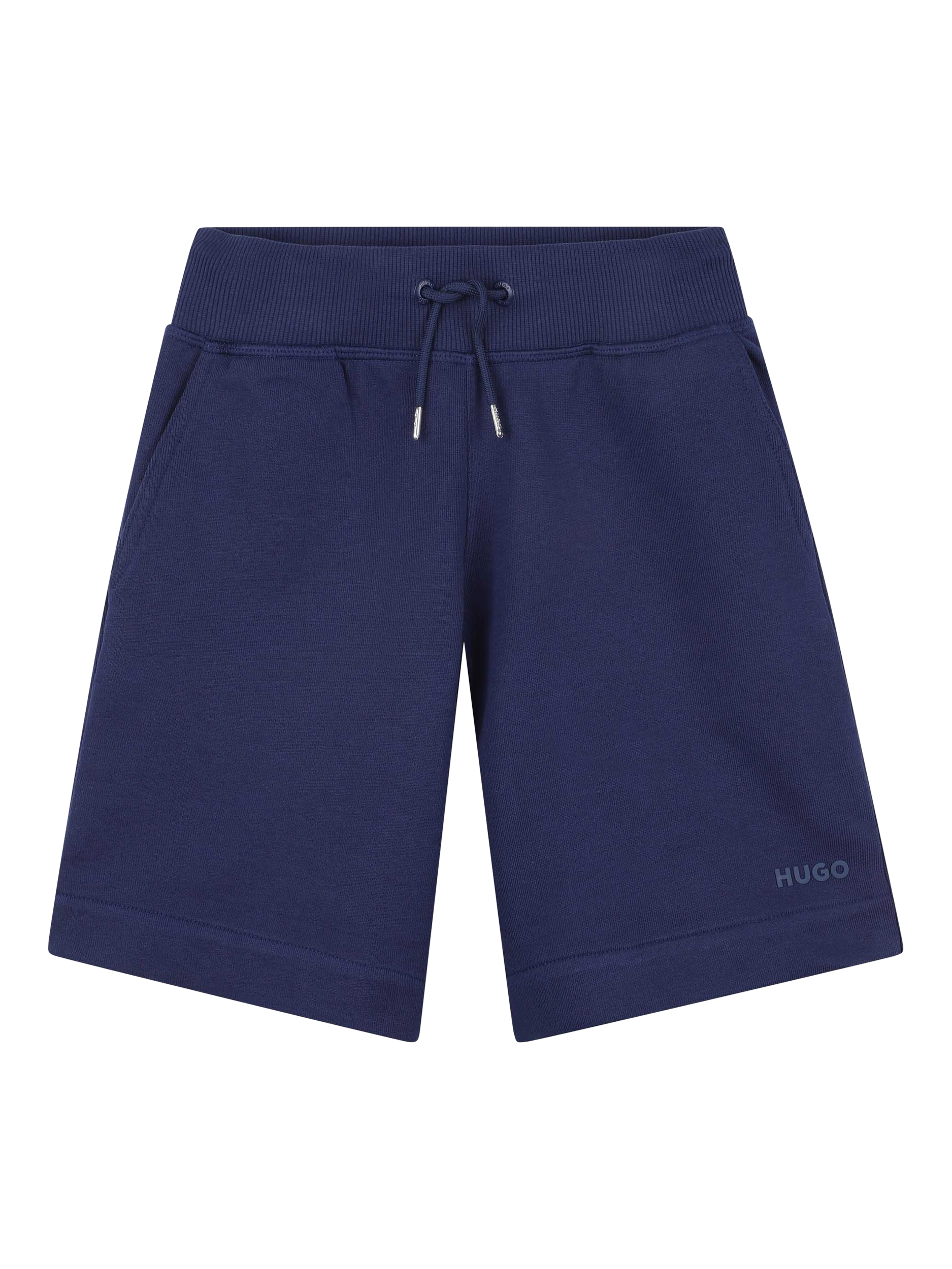 Product image 1 of 2, which shows HUGO BOSS Kids' Cotton Blend Drawstring Shorts, Medieval Blue, 6 years