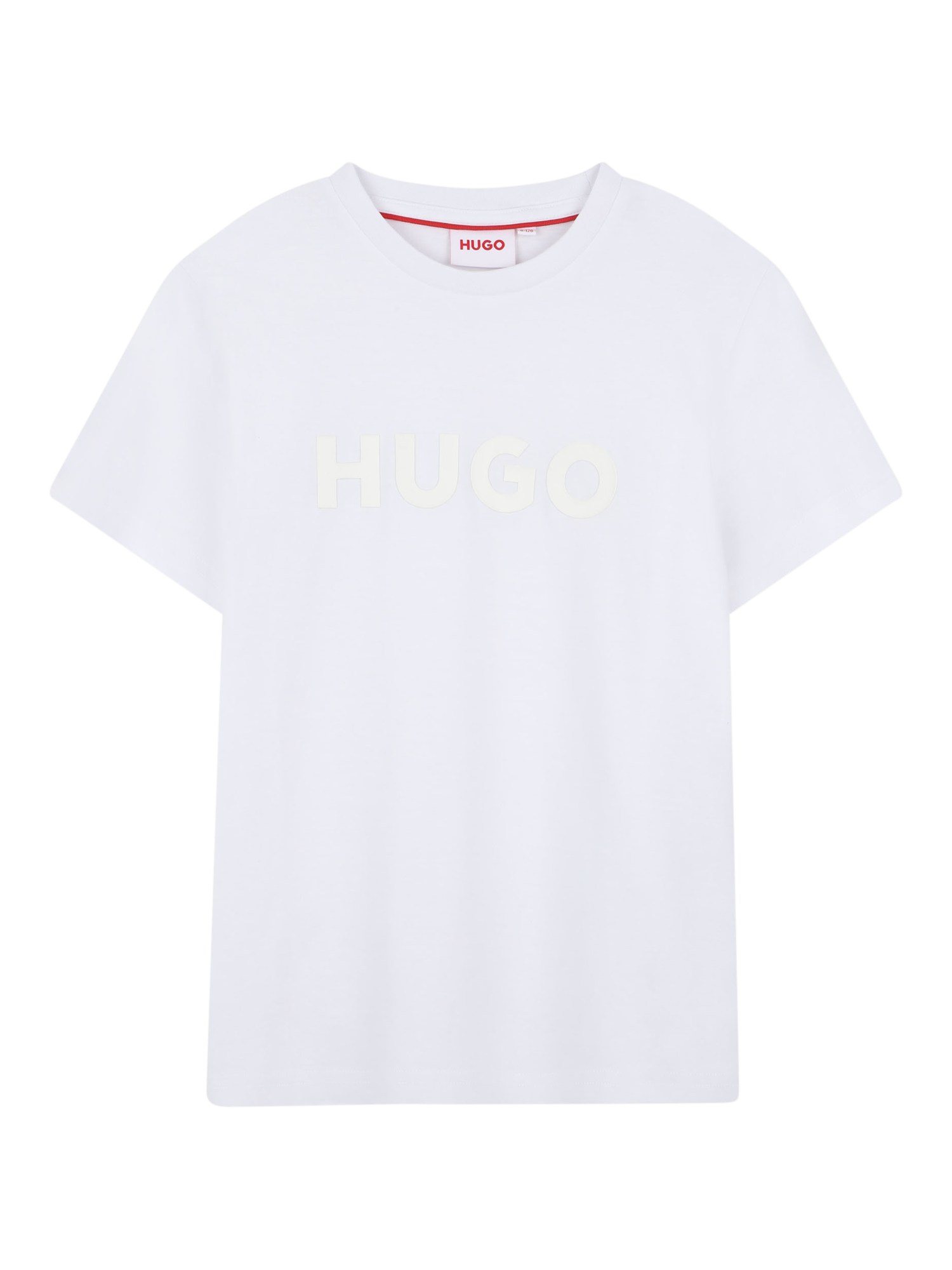 Product image 1 of 2, which shows HUGO Kids' Logo Organic Cotton T-Shirt, White, 4 years