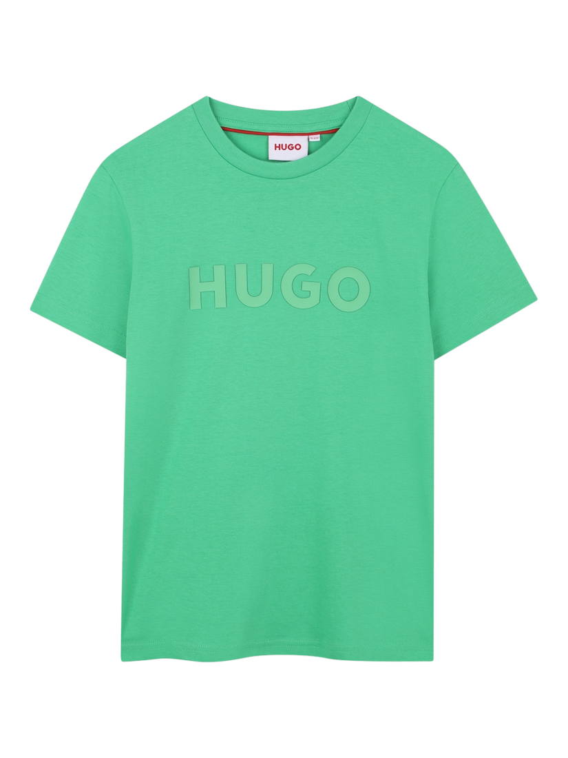 Product image 1 of 2, which shows HUGO Kids' Logo Organic Cotton T-Shirt, Island Green, 6 years
