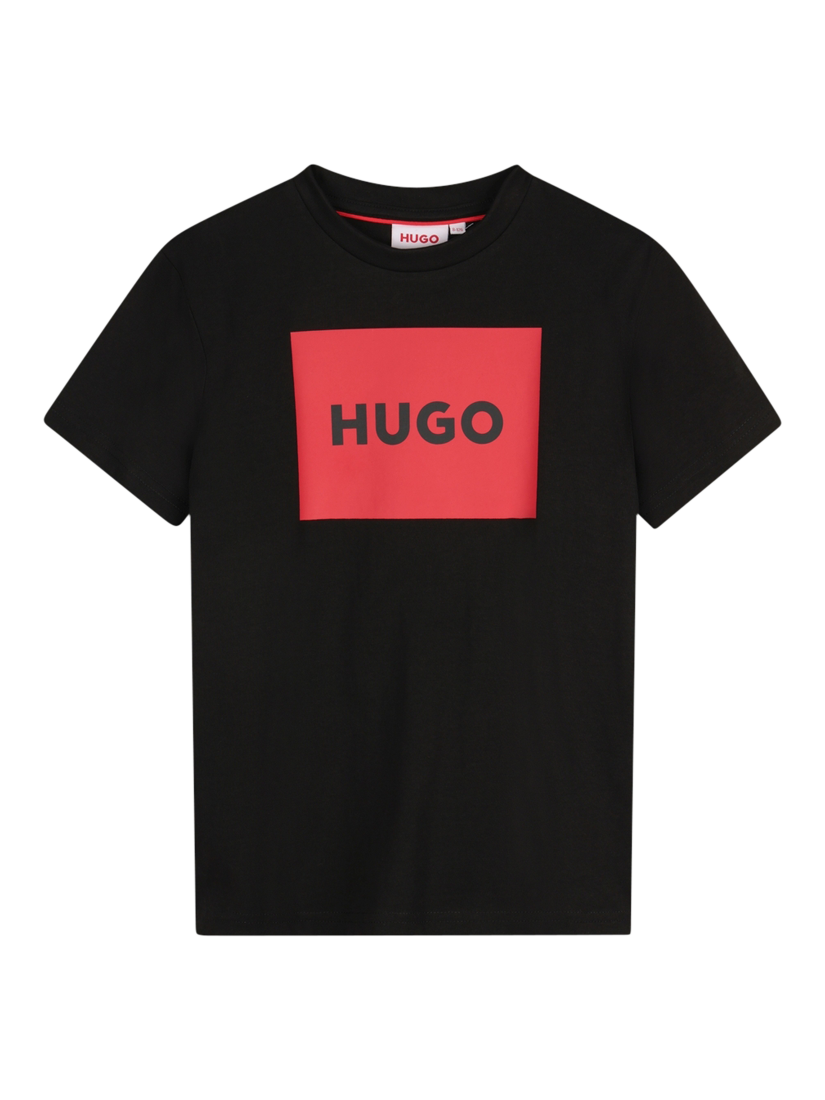 Product image 1 of 2, which shows HUGO Kids' Logo Organic Cotton T-Shirt, Black, 10 years