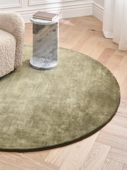 John Lewis Luxury Deep Pile Pure Wool Rug, Dia. 180cm - view 2, Green