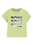 HUGO BOSS Kids' Cotton Snap Closure Branded T-Shirt, Lime