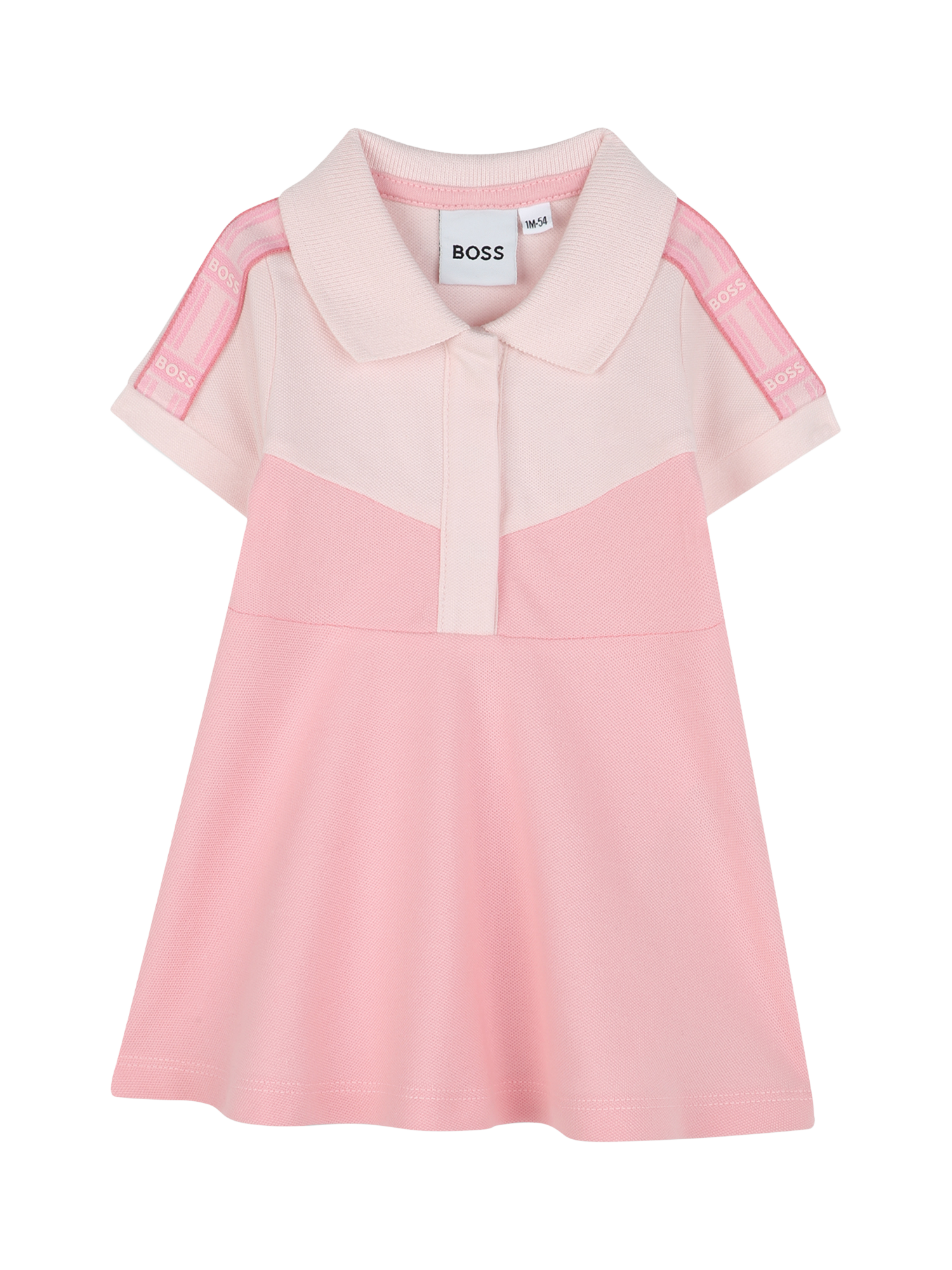 Product image 1 of 2, which shows HUGO BOSS Baby Polo Dress, Tickled Pink, 3 months