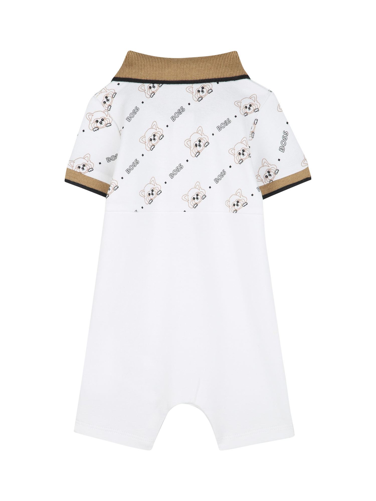 Product image 2 of 2, which shows HUGO BOSS Baby Two Tone Romper, White, 3 months