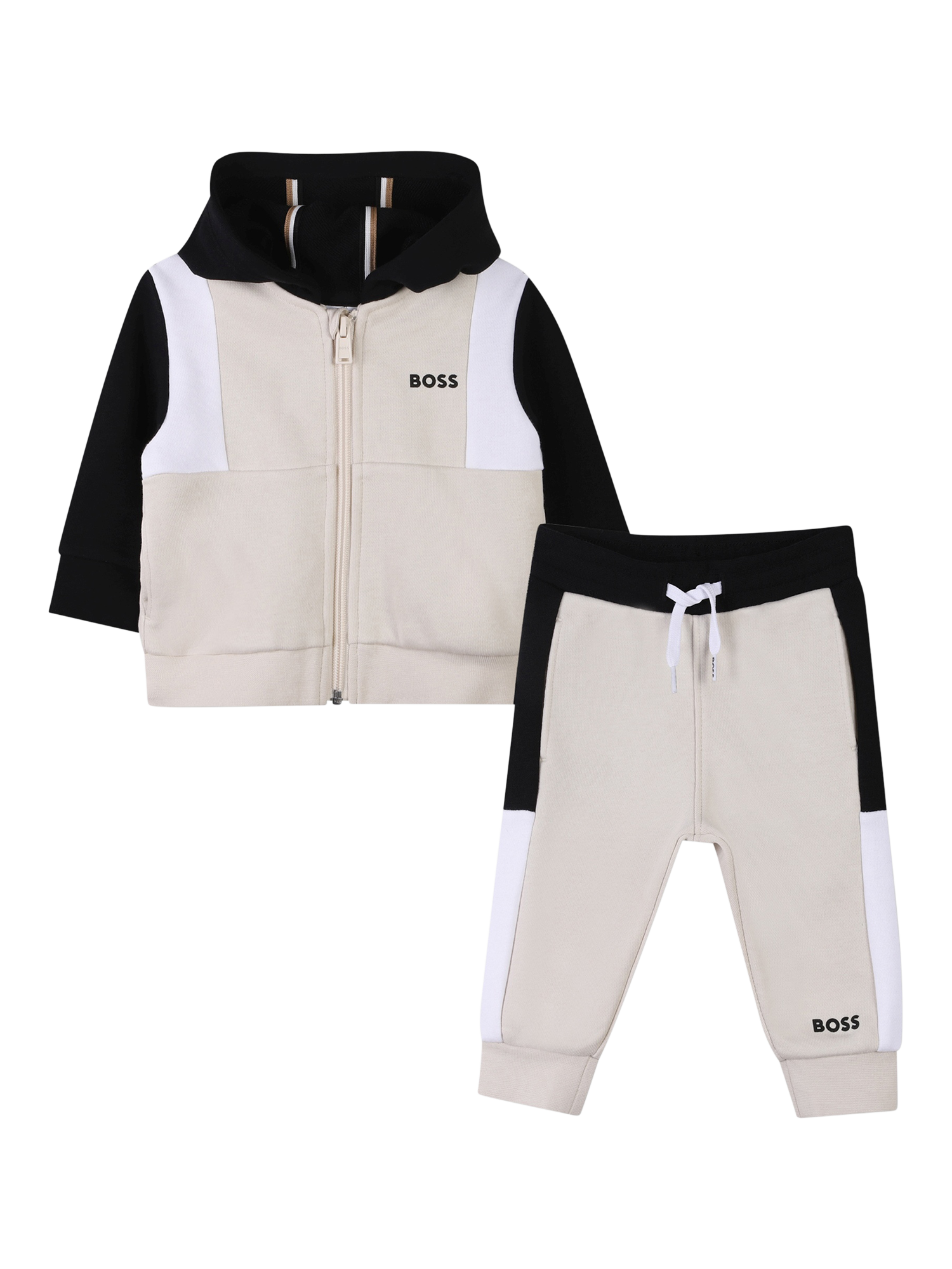 Product image 1 of 2, which shows HUGO BOSS Baby Tracksuit Set, Sand/Multi, 2 years