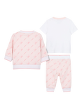 HUGO BOSS Kids' Cotton 3-Piece T-Shirt Tracksuit, Pink Pale