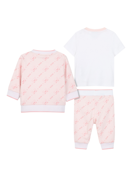 HUGO BOSS Kids' Cotton 3-Piece T-Shirt Tracksuit, Pink Pale - view 2, Pink  Pale