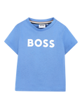 HUGO BOSS Kids' Cotton Short Sleeved Snap Closure T-Shirt, Blue