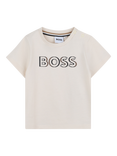 HUGO BOSS Kids' Cotton Snap Closure Branded T-Shirt, Sand