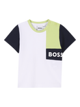 HUGO BOSS Kids' Cotton Snap Closure Branded T-Shirt, White
