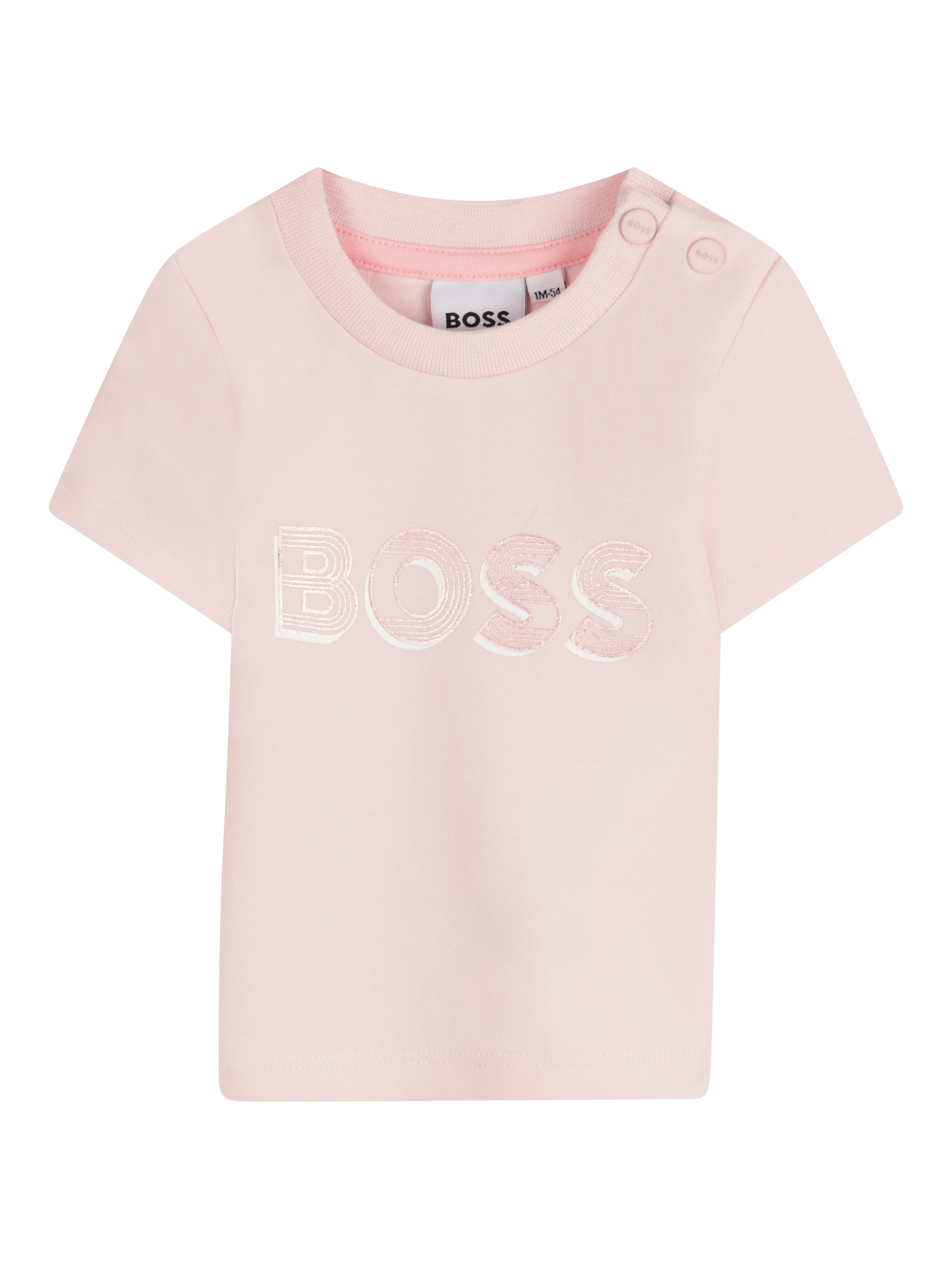 Product image 1 of 2, which shows BOSS Baby Logo T-Shirt, Pink  Pale, 3 months