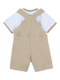 HUGO BOSS Baby Cotton Short Sleeved T-Shirt and Dungaree Set, Stone
