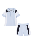 HUGO BOSS Baby Cotton Polo Shirt and Shorts Set, Pale Blue