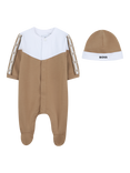 HUGO BOSS Baby Cotton Pyjama and Beanie Hat Set, Cookie