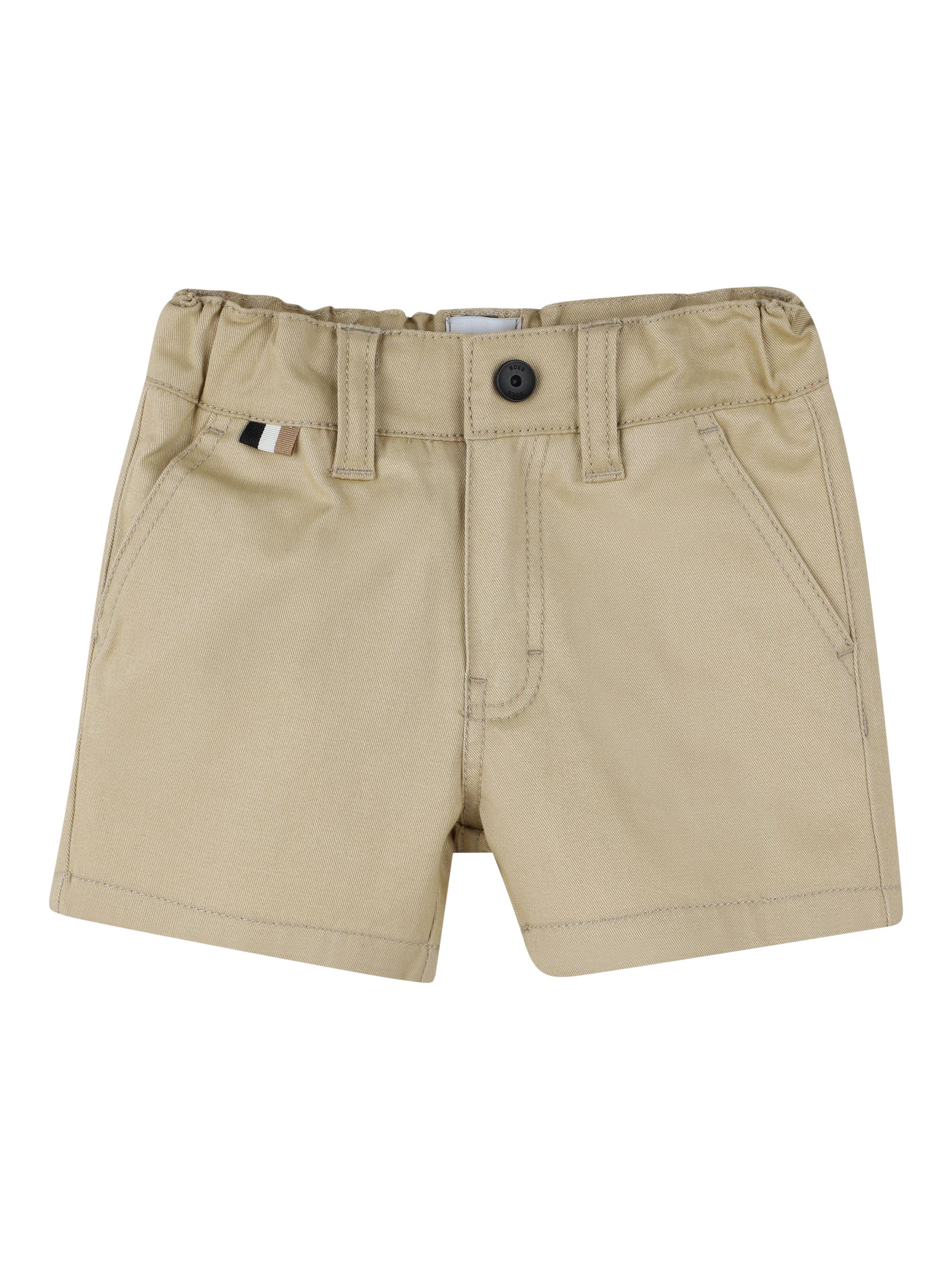 Product image 1 of 2, which shows BOSS Baby Drill Cotton Chino Shorts, Stone, 2 years