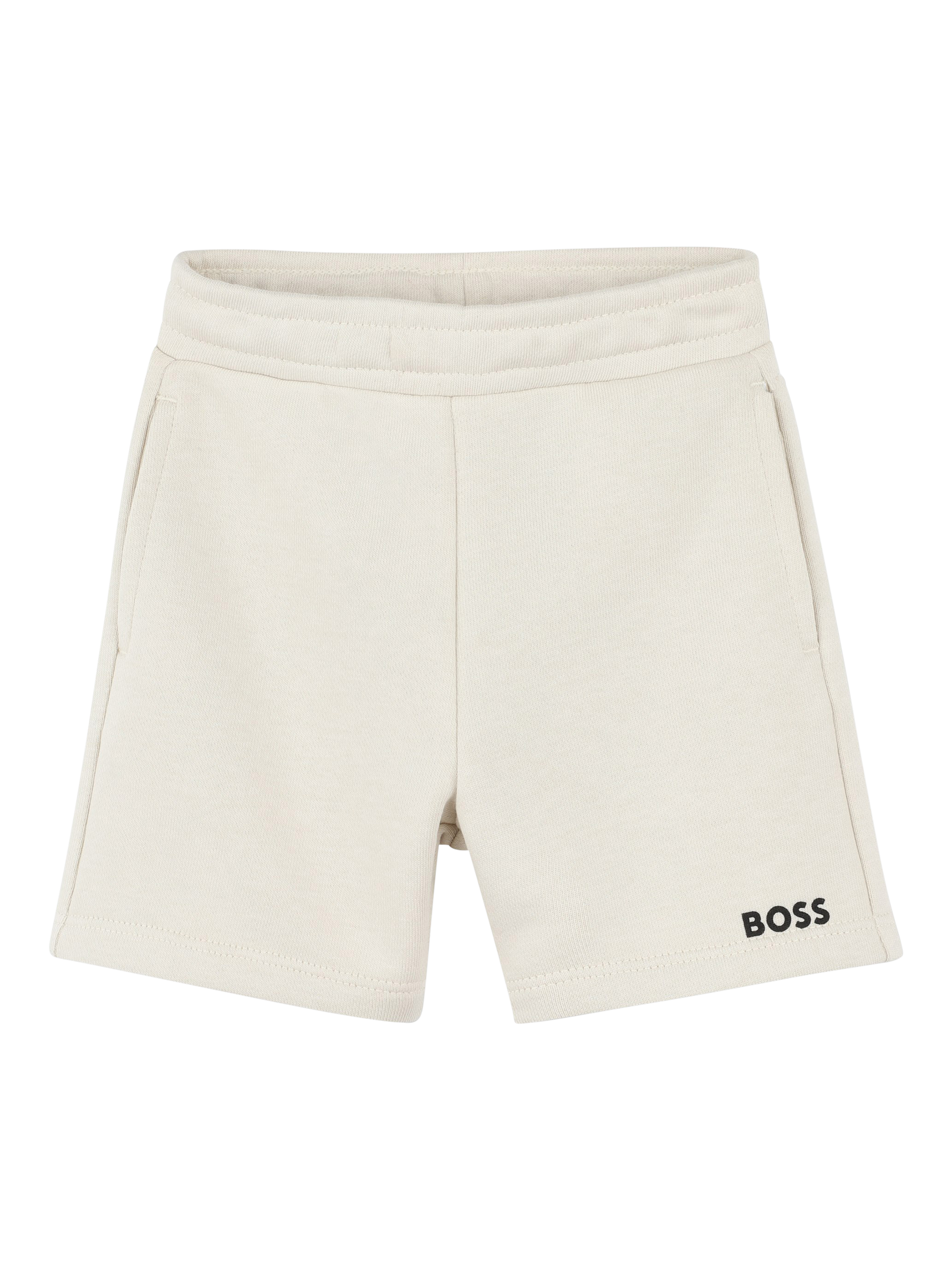 Product image 1 of 2, which shows BOSS Baby Cotton Fleece Shorts, Sand, 2 years