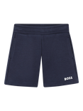 HUGO BOSS Kids' Cotton Blend Fleece Elasticated Shorts, Navy