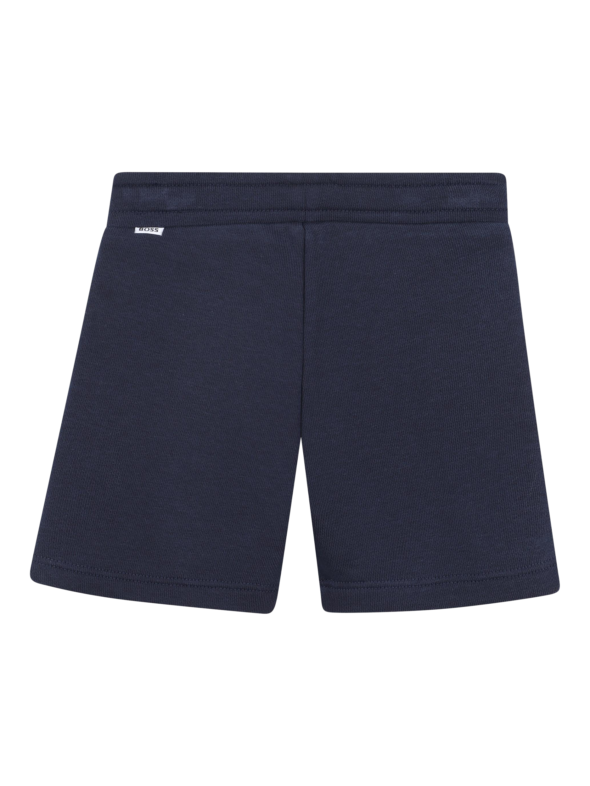 Product image 2 of 2, which shows HUGO BOSS Kids' Cotton Blend Fleece Elasticated Shorts, Navy, 2 years