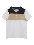 HUGO BOSS Baby Colourblock Polo Shirt, White